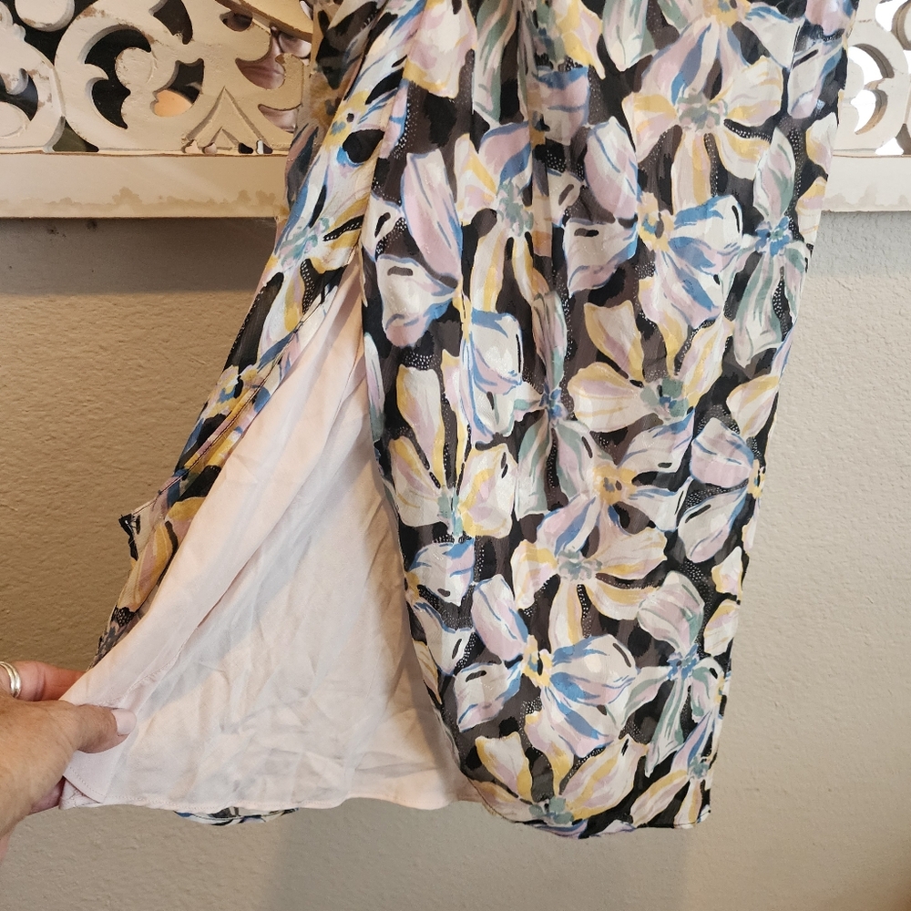 REBECCA TAYLOR NYC  BOW FLEUR MIDI  RUCHED DRESS SIZE 0 - Picture 13 of 17